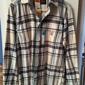 Carhartt Relaxed Fit Shirt in Cream and Black Plaid